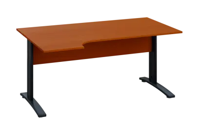 ERK 18 - 164 stůl kancelářský, rohový, levý, kovová podnož černá, deska 18 mm, široký 1600 mm, třešeň šumavská